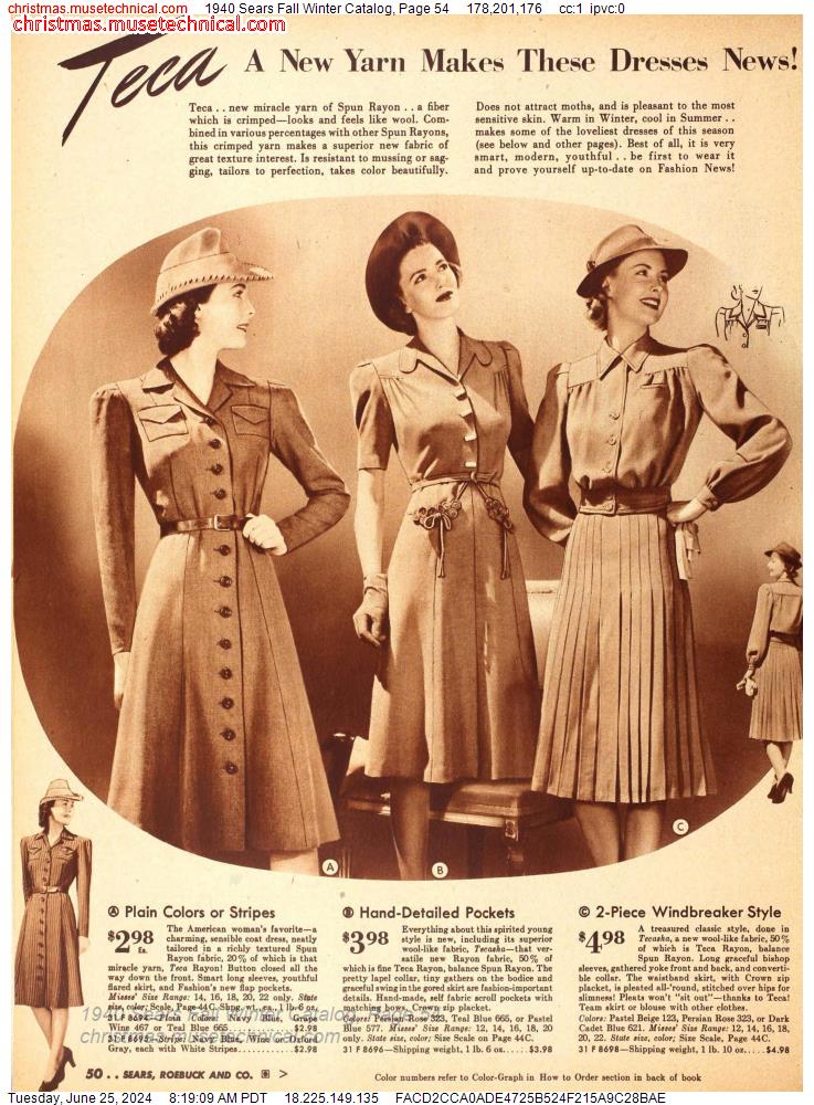 1940 Sears Fall Winter Catalog, Page 54