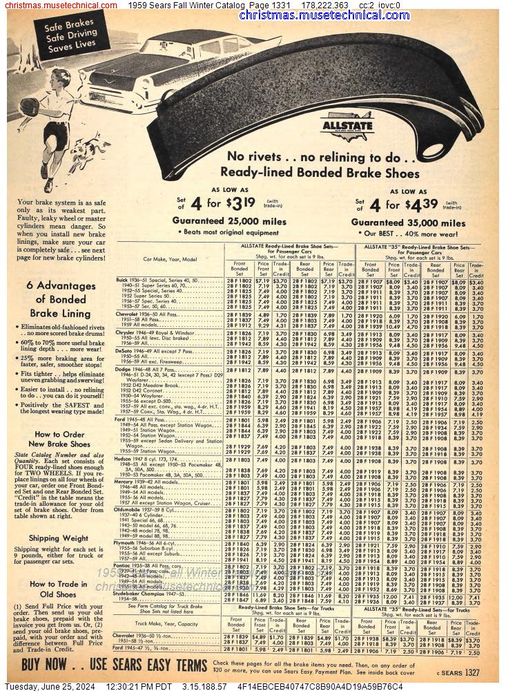 1959 Sears Fall Winter Catalog, Page 1331