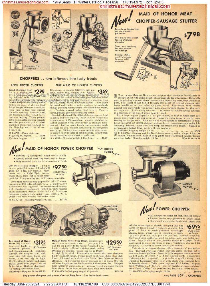1949 Sears Fall Winter Catalog, Page 858