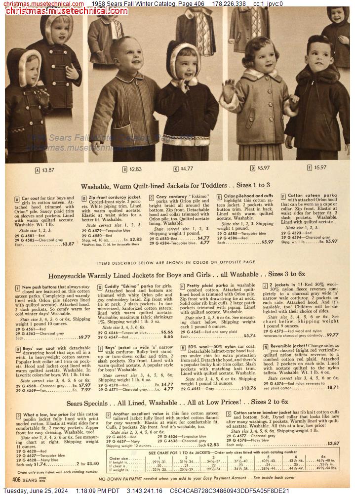 1958 Sears Fall Winter Catalog, Page 406