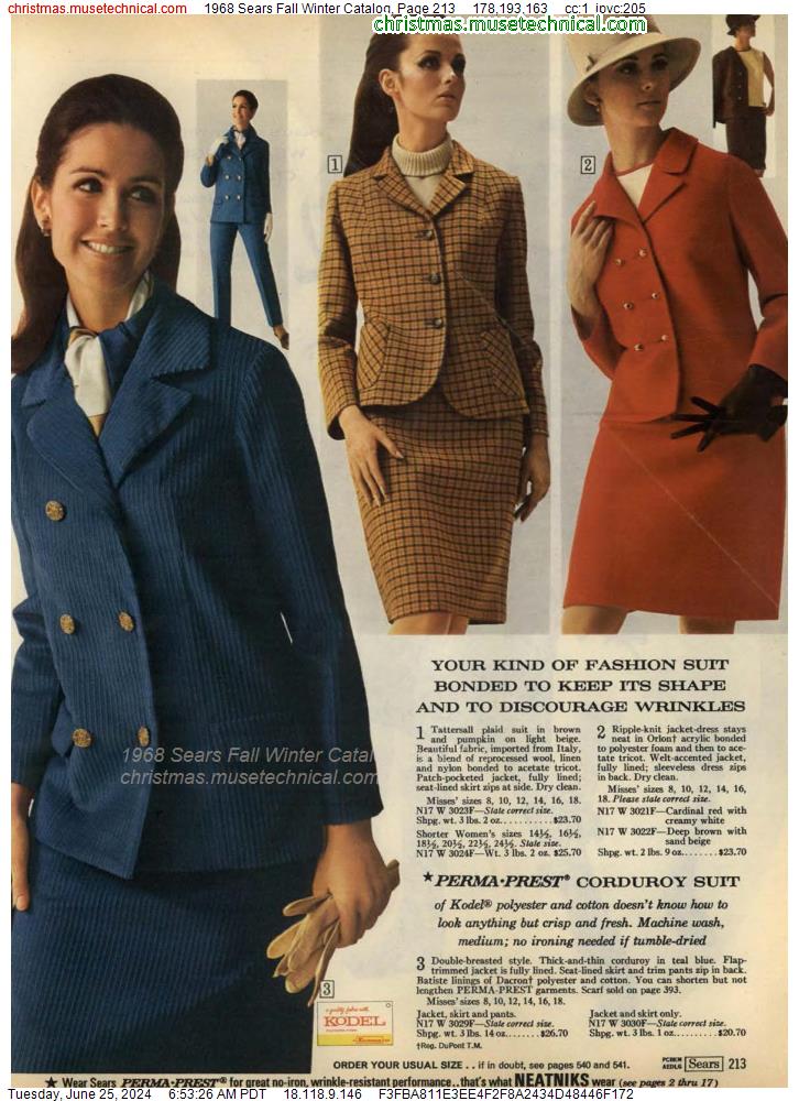 1968 Sears Fall Winter Catalog, Page 213