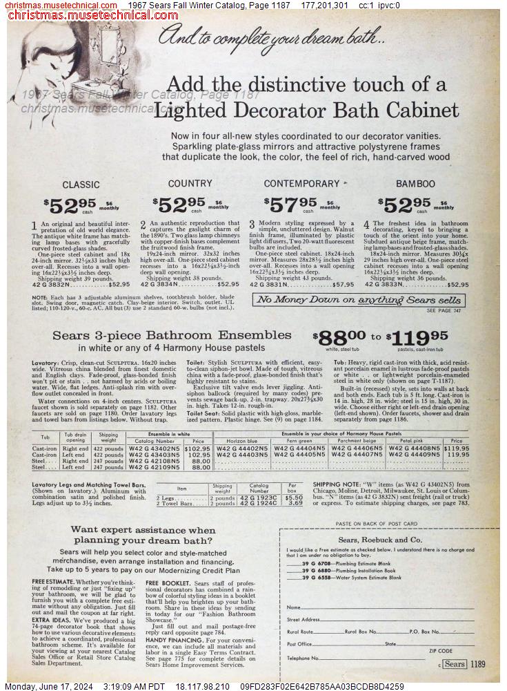 1967 Sears Fall Winter Catalog, Page 1187