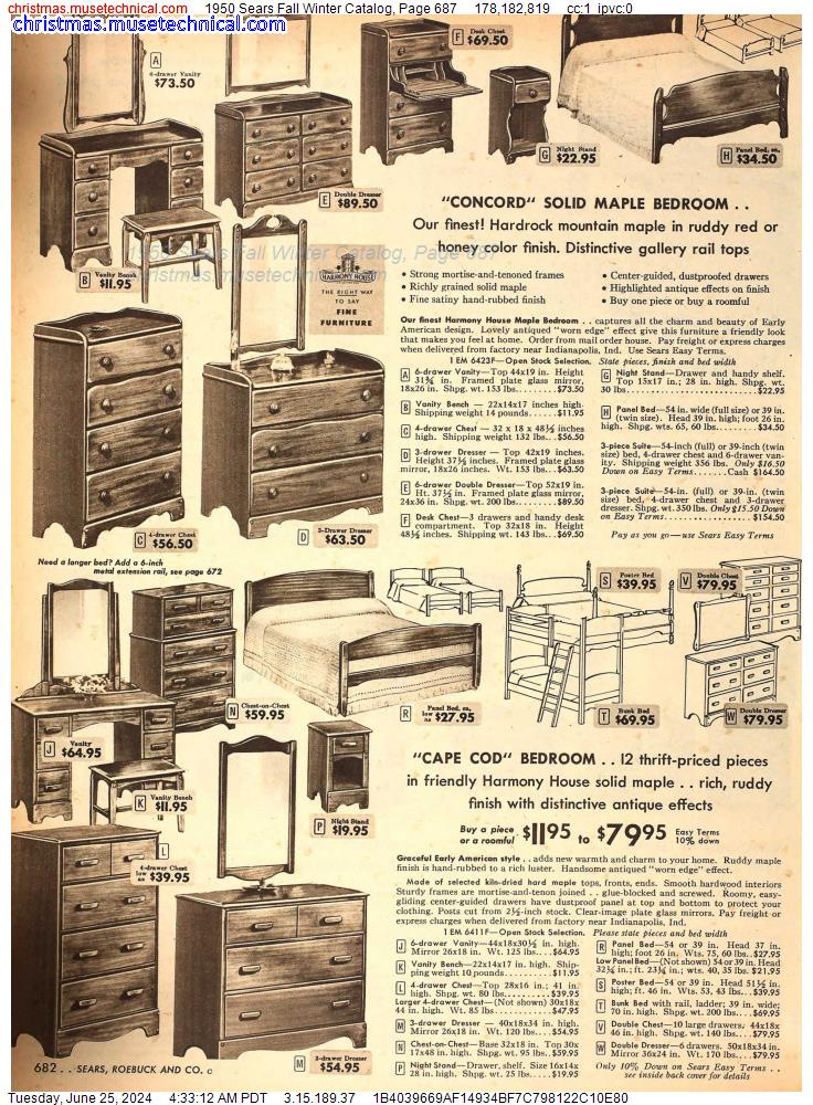 1950 Sears Fall Winter Catalog, Page 687