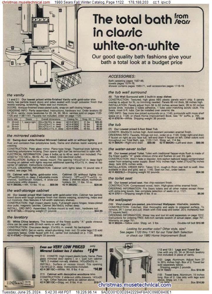 1980 Sears Fall Winter Catalog, Page 1122