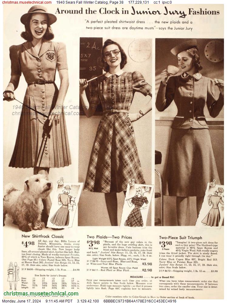 1940 Sears Fall Winter Catalog, Page 38