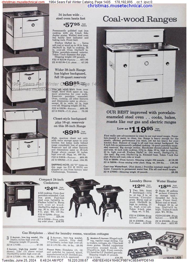 1964 Sears Fall Winter Catalog, Page 1405