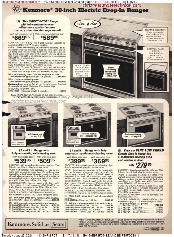 1977 Sears Fall Winter Catalog, Page 1113