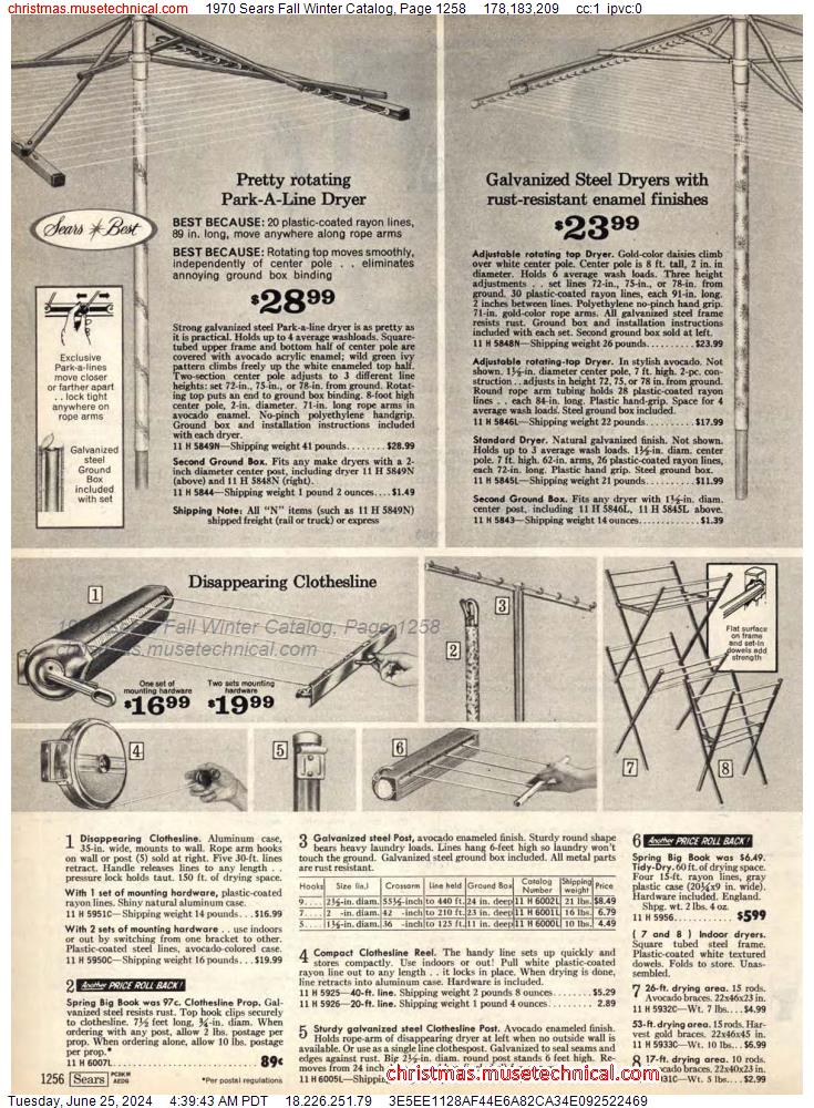 1970 Sears Fall Winter Catalog, Page 1258