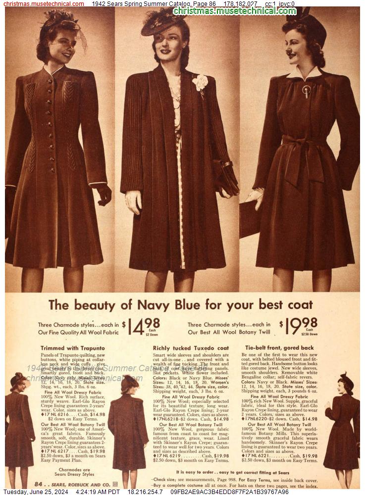 1942 Sears Spring Summer Catalog, Page 86
