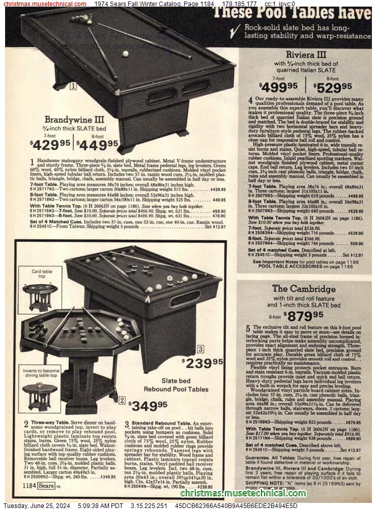 1974 Sears Fall Winter Catalog, Page 1184