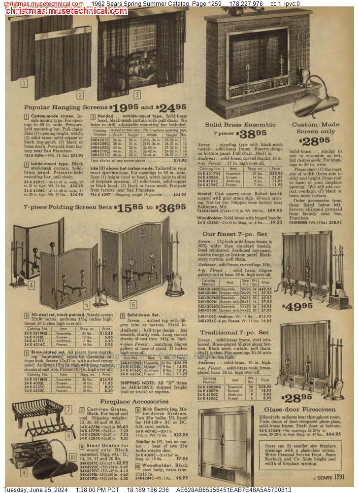 1962 Sears Spring Summer Catalog, Page 1259