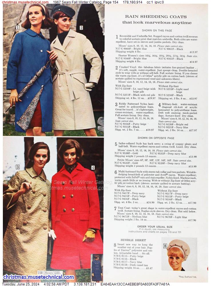 1967 Sears Fall Winter Catalog, Page 154