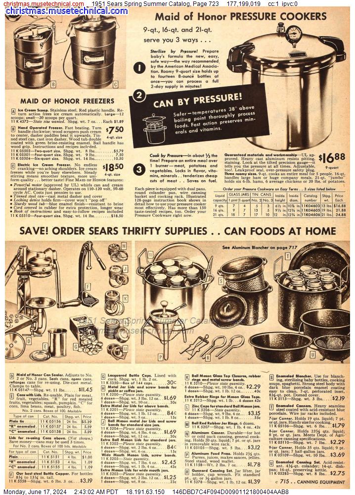 1951 Sears Spring Summer Catalog, Page 723
