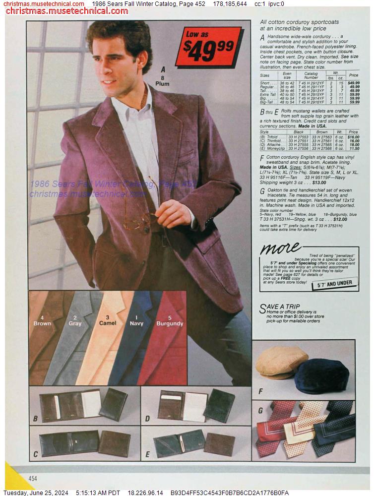 1986 Sears Fall Winter Catalog, Page 452