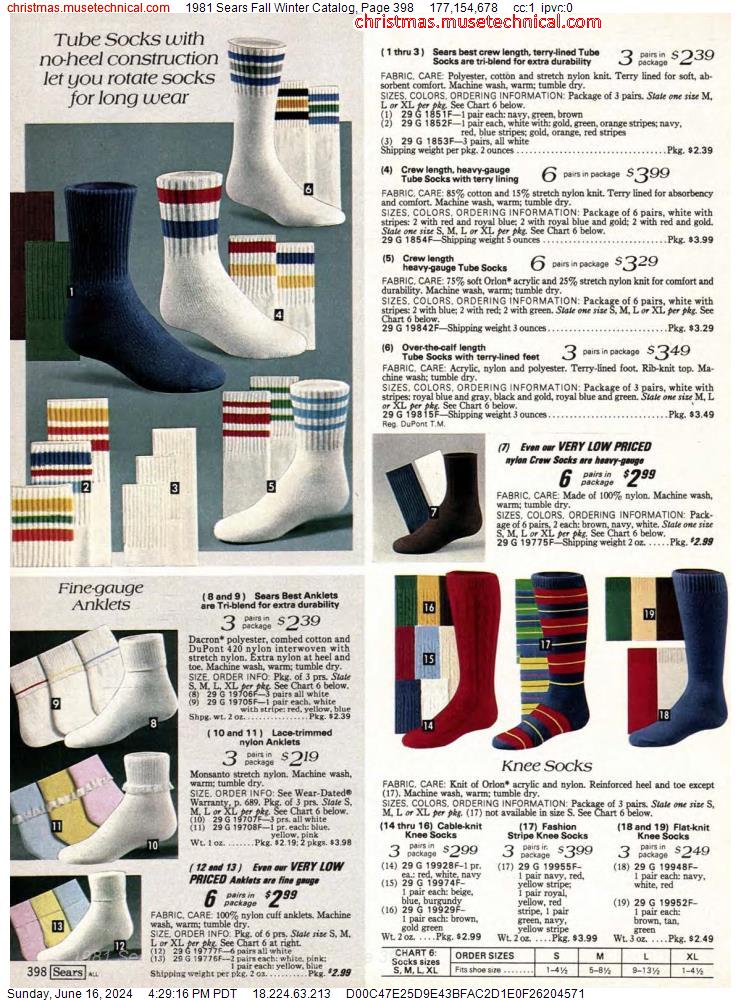 1981 Sears Fall Winter Catalog, Page 398