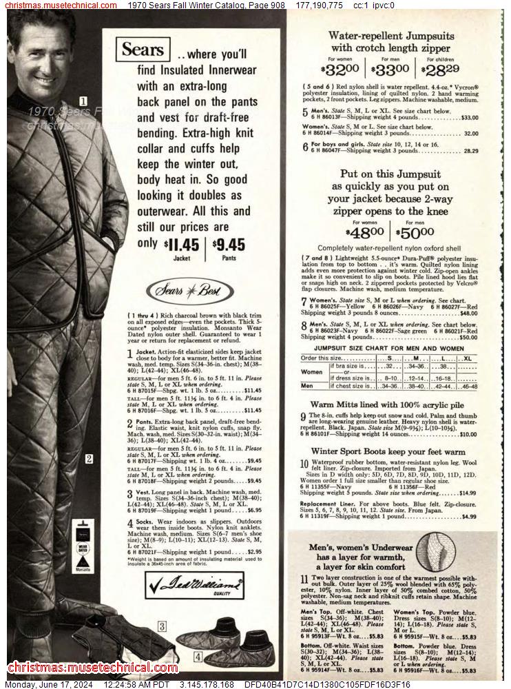 1970 Sears Fall Winter Catalog, Page 908