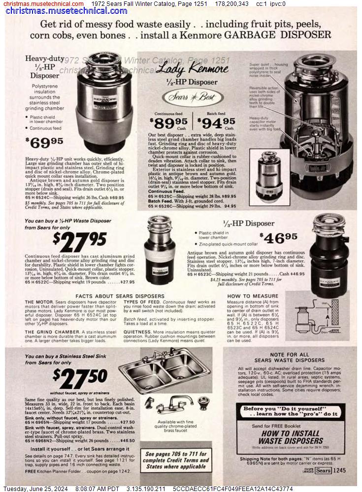 1972 Sears Fall Winter Catalog, Page 1251