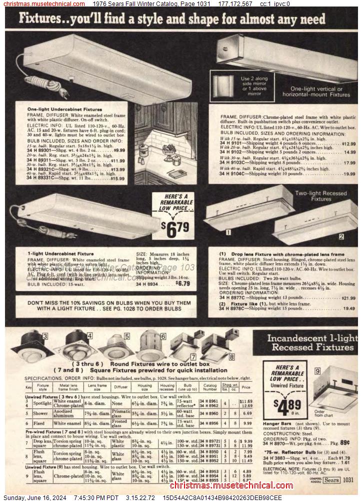 1976 Sears Fall Winter Catalog, Page 1031