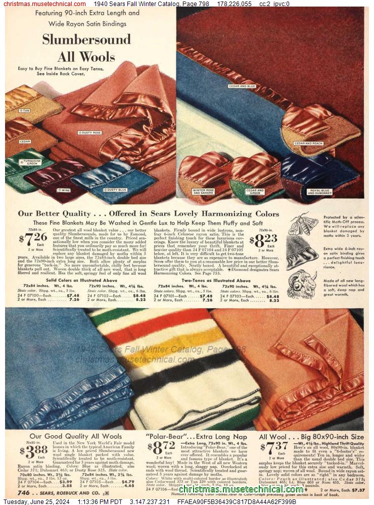 1940 Sears Fall Winter Catalog, Page 798