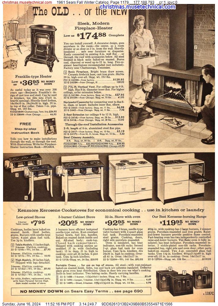 1961 Sears Fall Winter Catalog, Page 1179