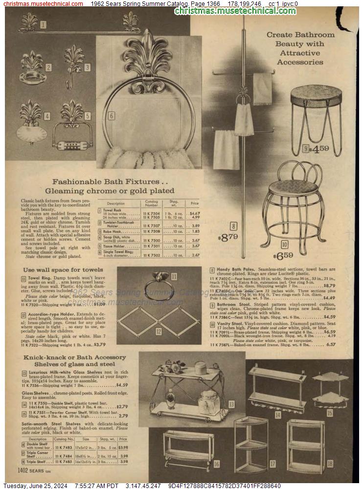 1962 Sears Spring Summer Catalog, Page 1366