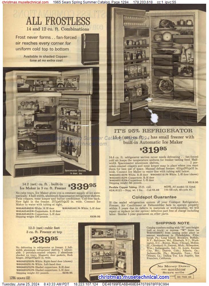 1965 Sears Spring Summer Catalog, Page 1294