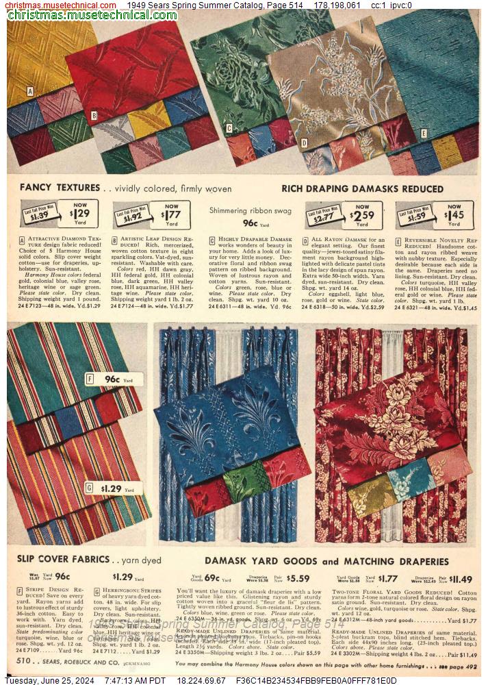 1949 Sears Spring Summer Catalog, Page 514