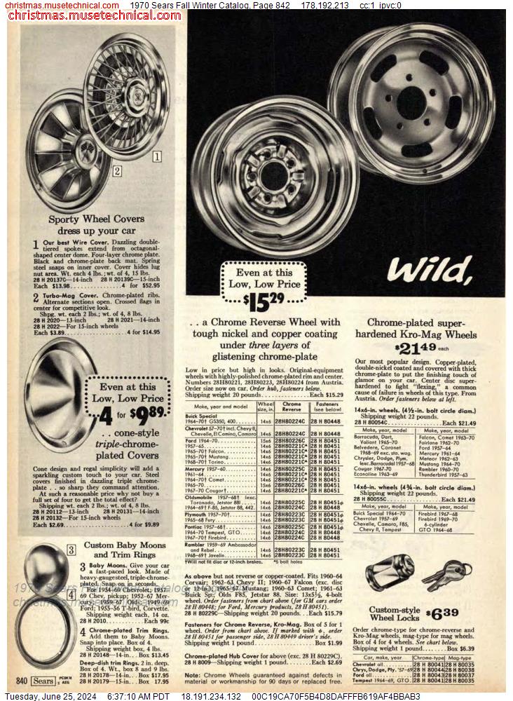 1970 Sears Fall Winter Catalog, Page 842