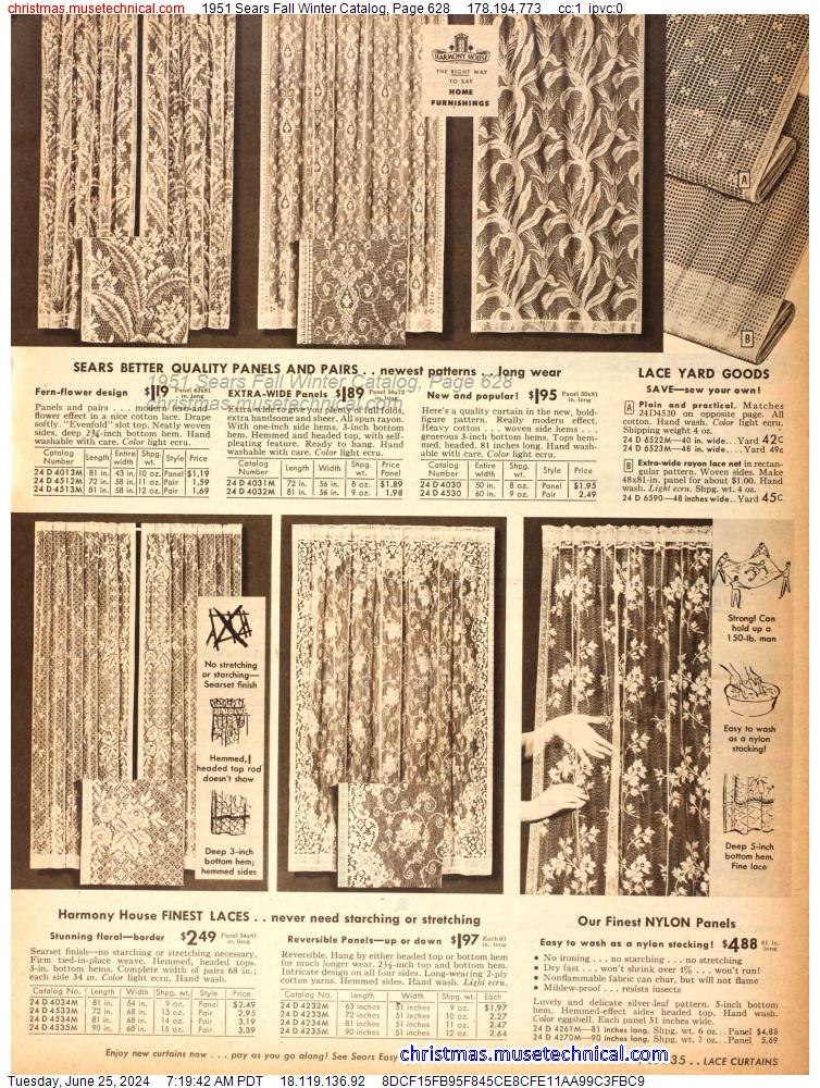 1951 Sears Fall Winter Catalog, Page 628