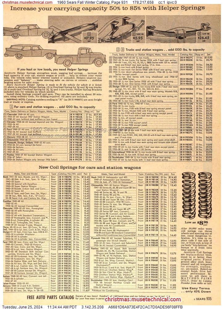 1960 Sears Fall Winter Catalog, Page 931