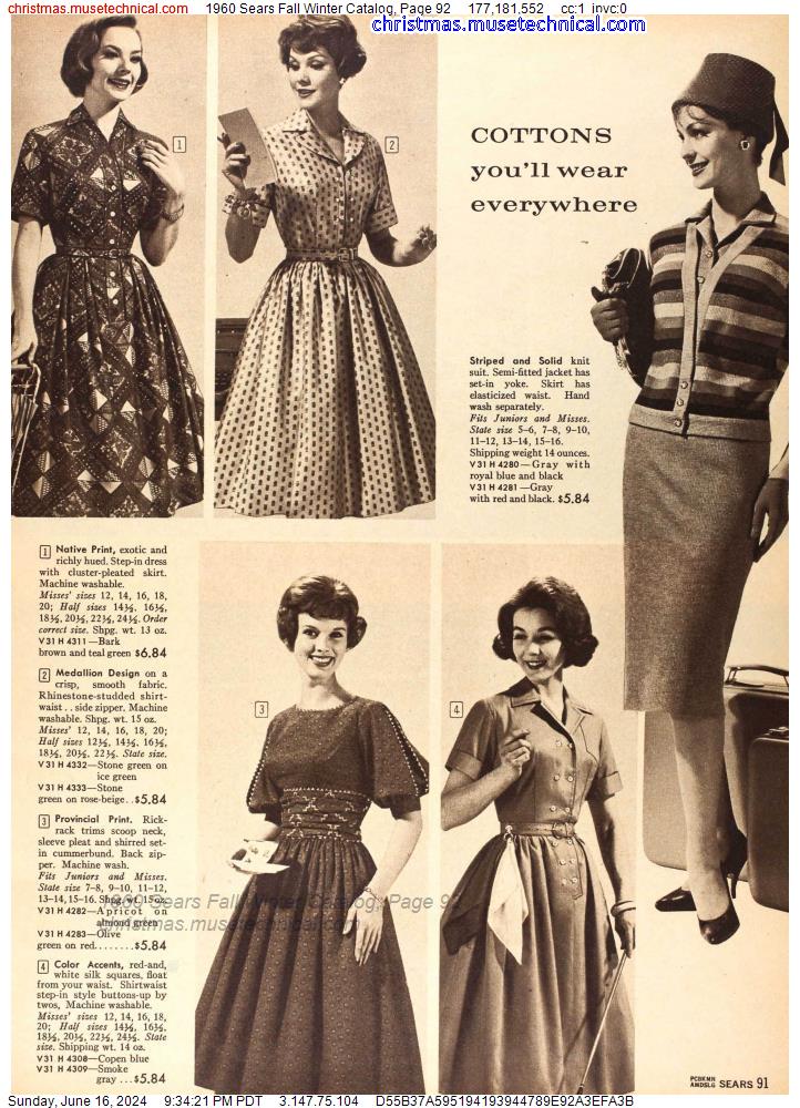 1960 Sears Fall Winter Catalog, Page 92