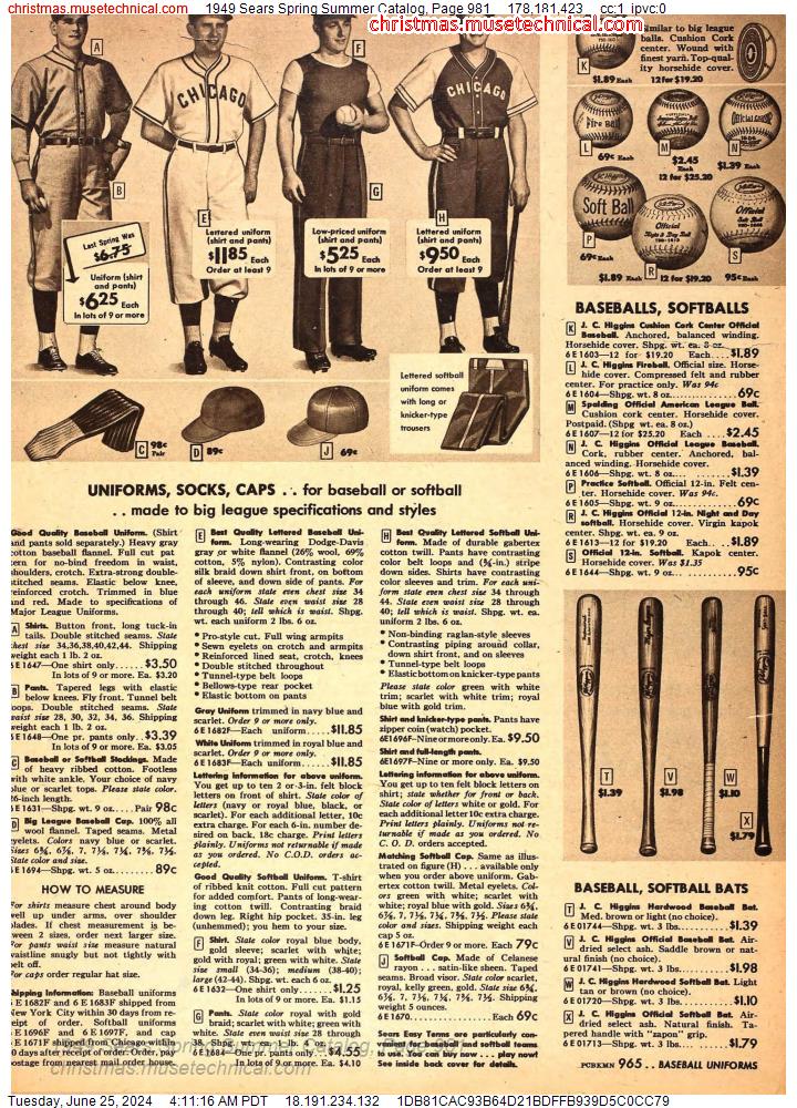 1949 Sears Spring Summer Catalog, Page 981