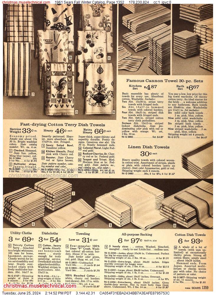 1961 Sears Fall Winter Catalog, Page 1352