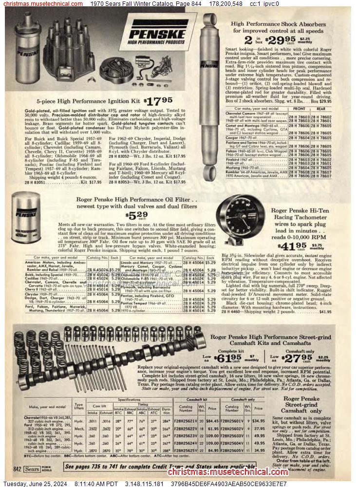 1970 Sears Fall Winter Catalog, Page 844