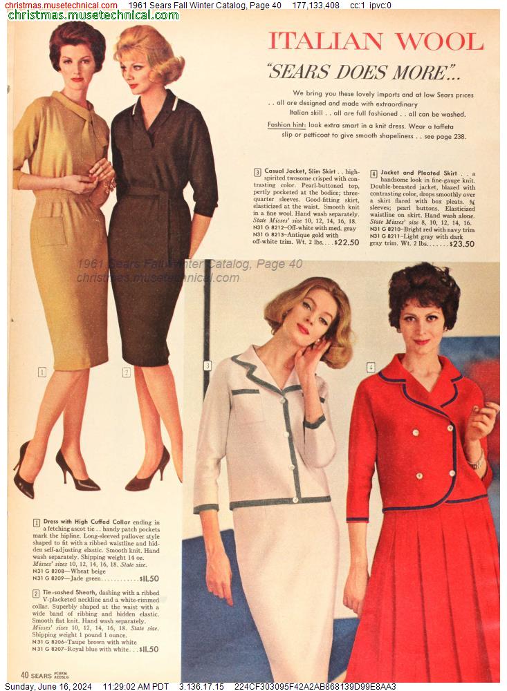 1961 Sears Fall Winter Catalog, Page 40