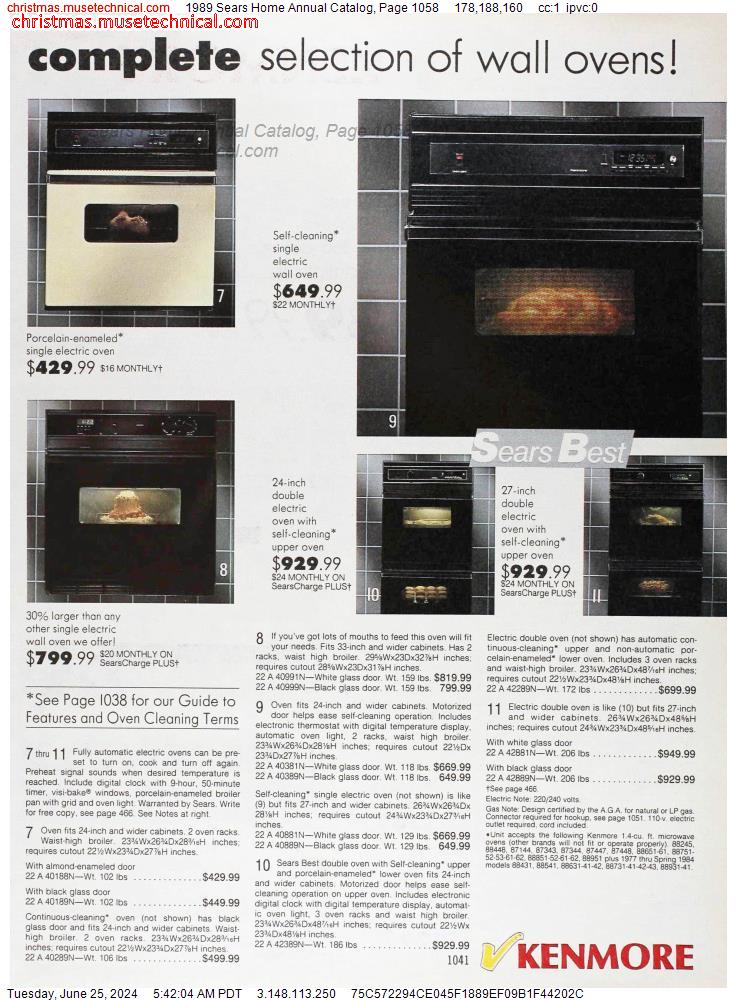 1989 Sears Home Annual Catalog, Page 1058