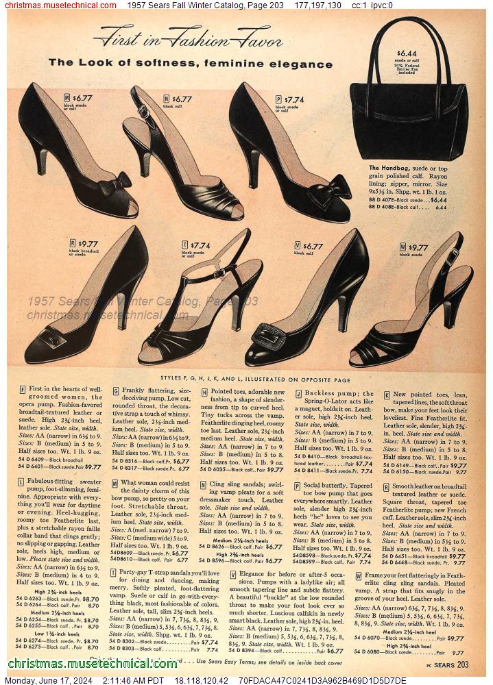 1957 Sears Fall Winter Catalog, Page 203