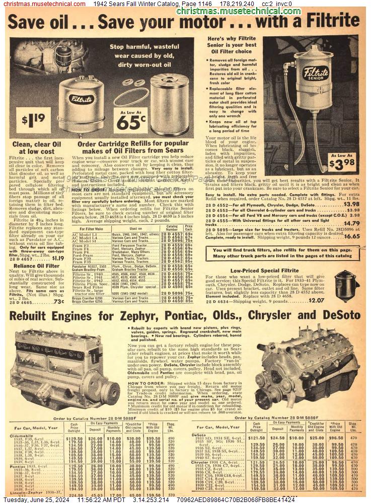 1942 Sears Fall Winter Catalog, Page 1146