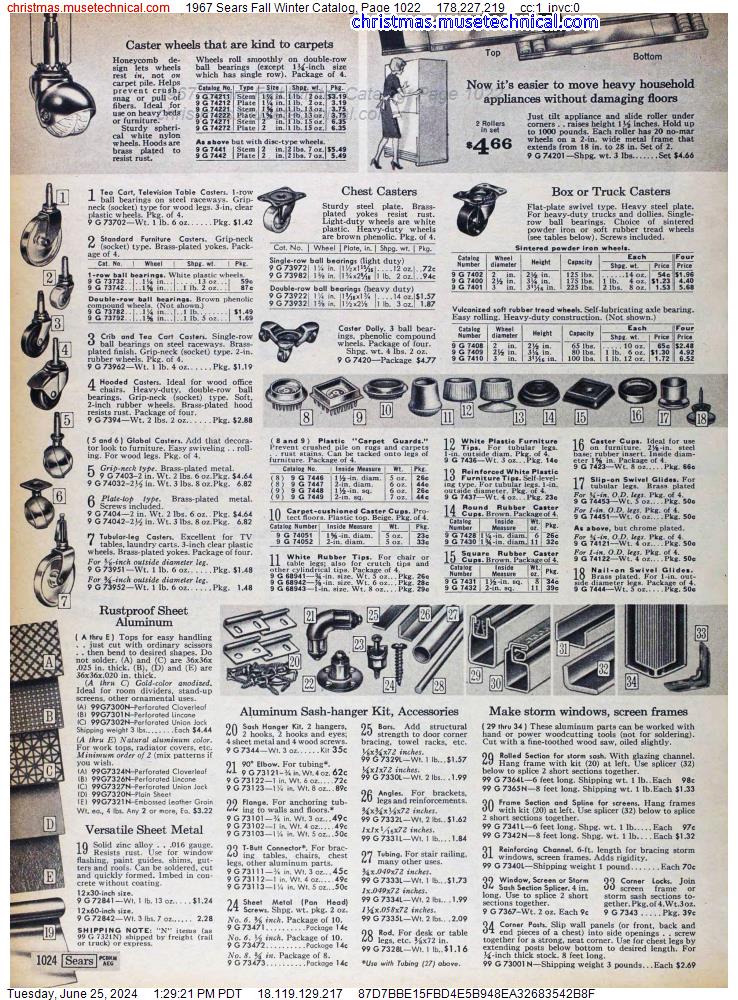 1967 Sears Fall Winter Catalog, Page 1022