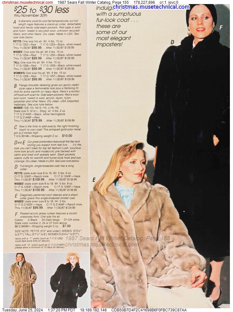 1987 Sears Fall Winter Catalog, Page 155