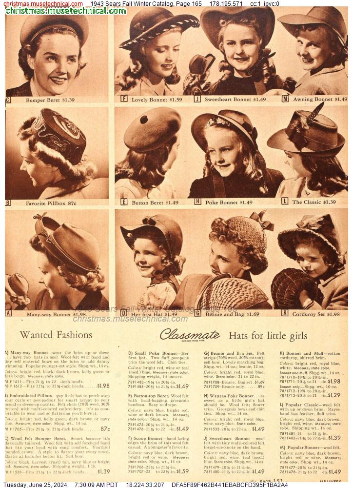 1943 Sears Fall Winter Catalog, Page 165