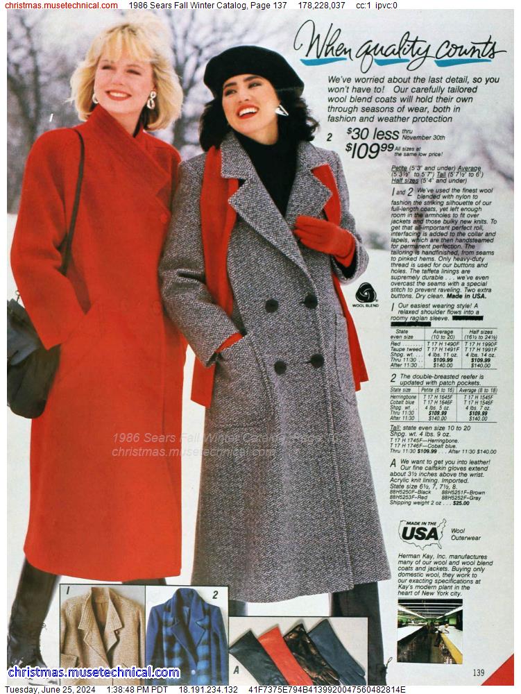 1986 Sears Fall Winter Catalog, Page 137