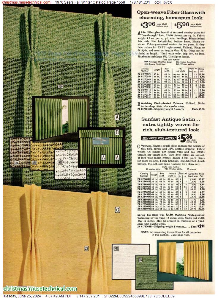 1970 Sears Fall Winter Catalog, Page 1558