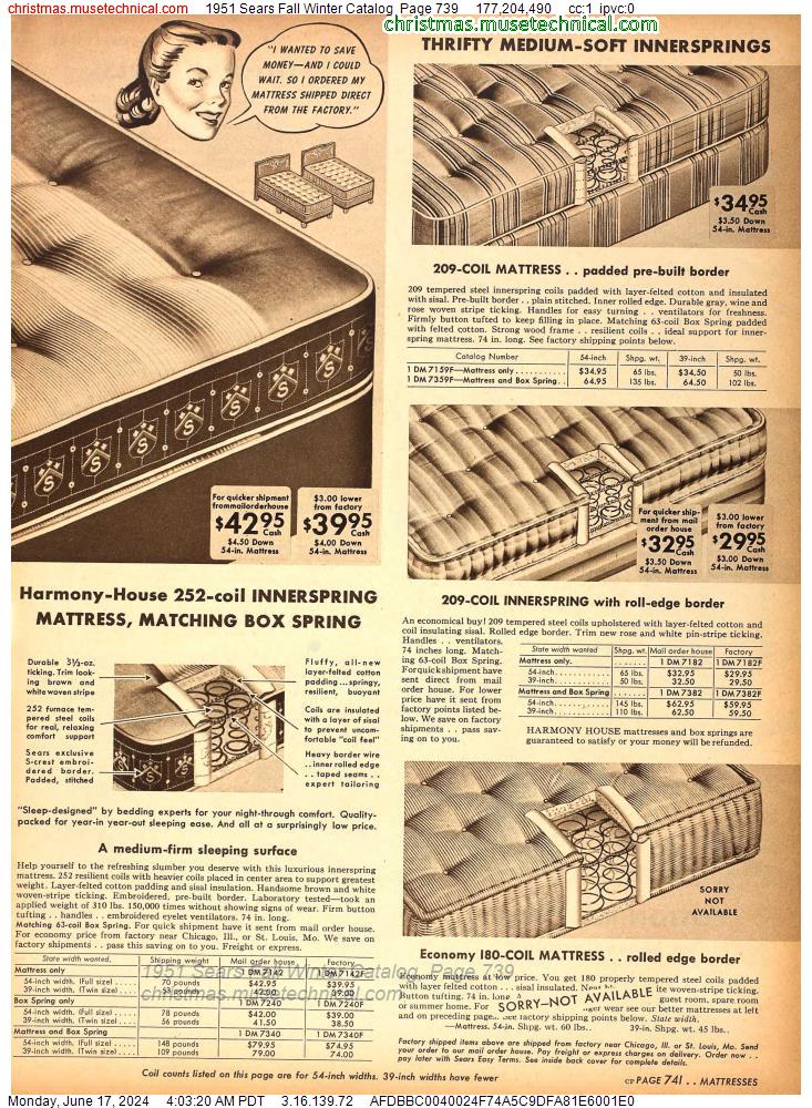 1951 Sears Fall Winter Catalog, Page 739