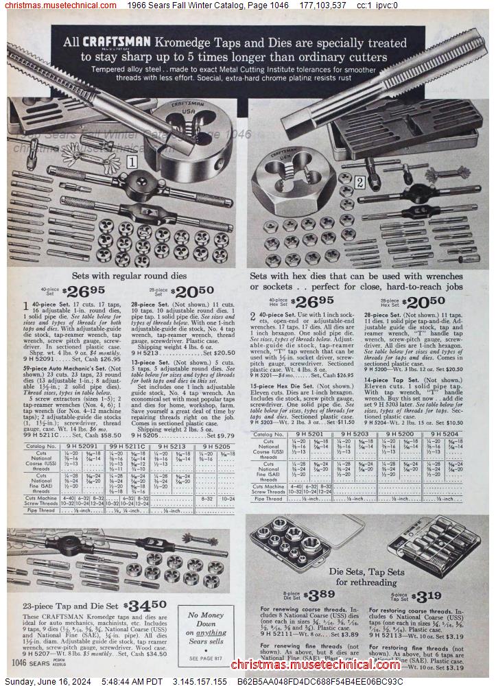 1966 Sears Fall Winter Catalog, Page 1046