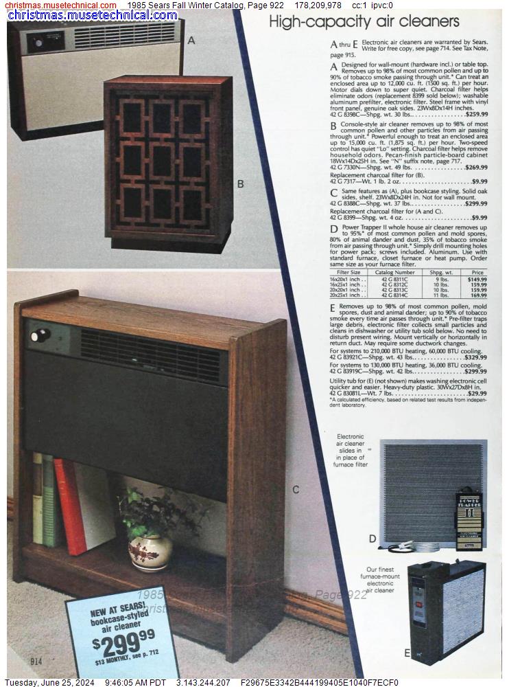 1985 Sears Fall Winter Catalog, Page 922