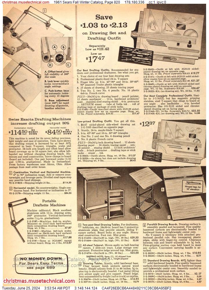 1961 Sears Fall Winter Catalog, Page 820