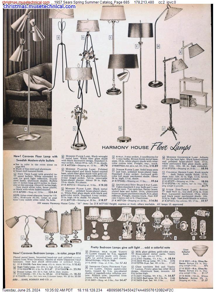 1957 Sears Spring Summer Catalog, Page 685