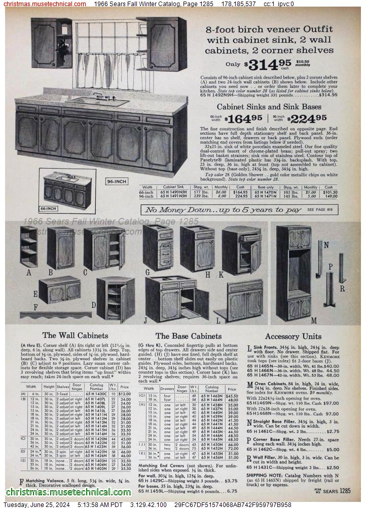 1966 Sears Fall Winter Catalog, Page 1285