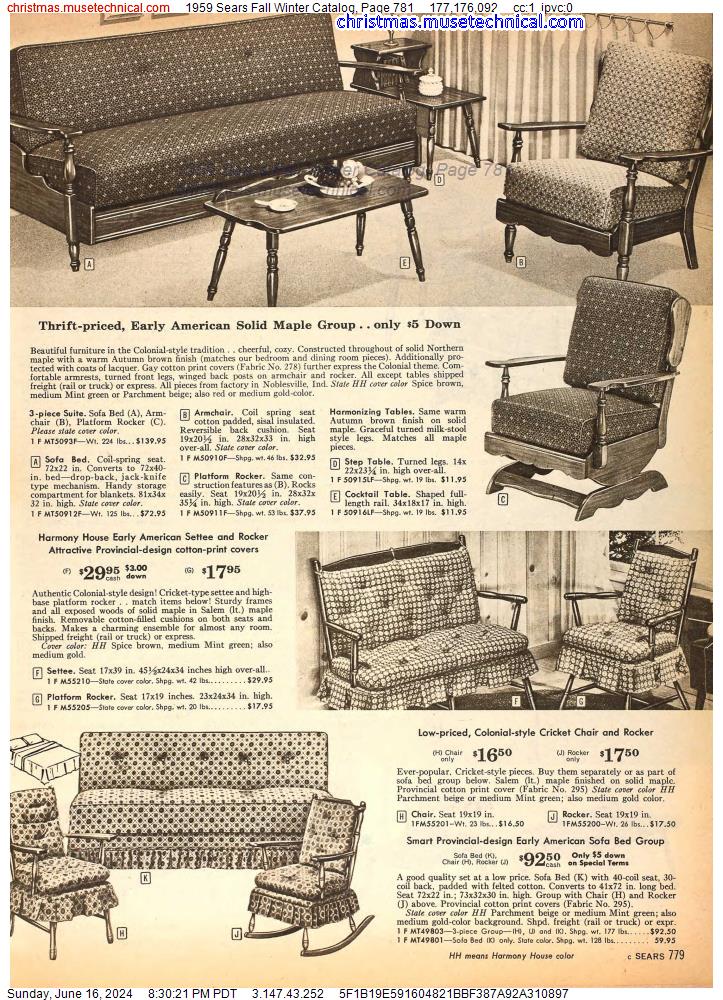 1959 Sears Fall Winter Catalog, Page 781